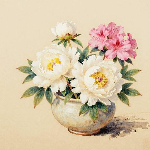 Botanical Casein and Ink Painting