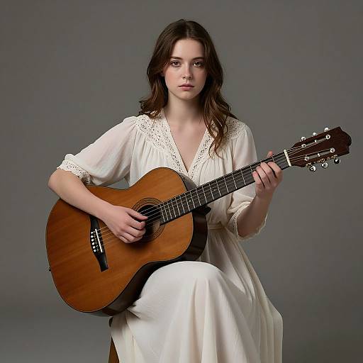 Graceful Woman with Acoustic Guitar