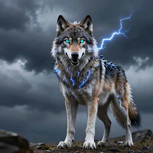 Electric Wolf with Neon Lightning