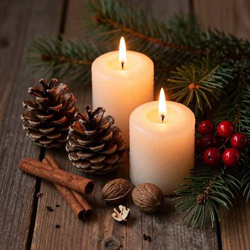 Rustic Christmas Candlelight Scene