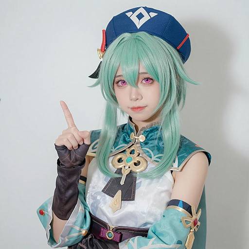 Young Woman in Green Hair Cosplay