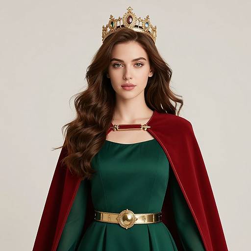Regal Woman in Green Dress