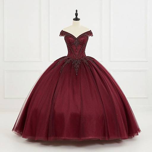 Elegant Burgundy Quinceañera Gown