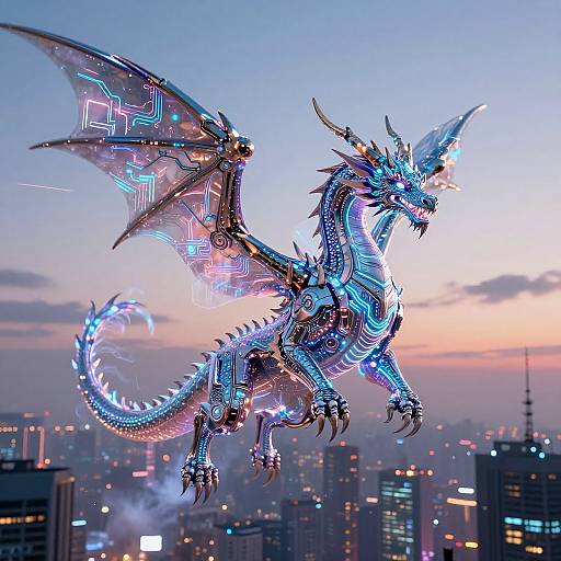Futuristic Cyberpunk Neon Dragon