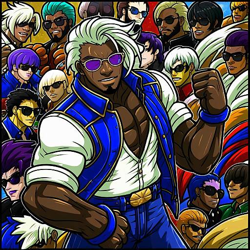 Illustration of K' (kof), the king of fighters in the style of Kinkymation