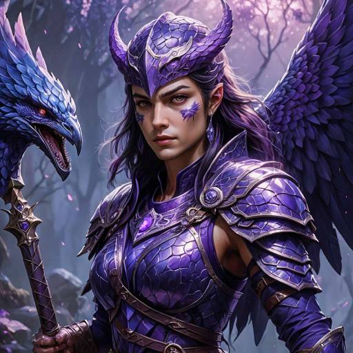 Hexblade Female Warrior with Divine Amethyst Hammer