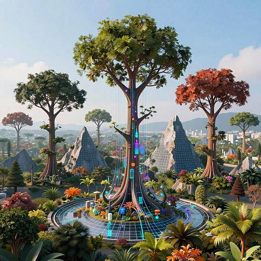 Surreal Nature-Tech Digital Landscape