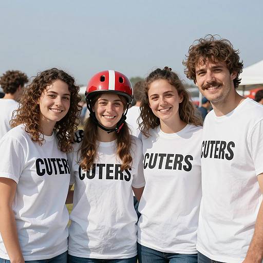 Group of Friends in Matching T-Shirts