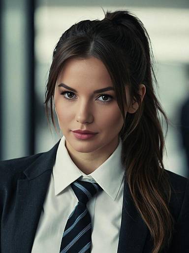 Realistic Brunette Movie Character in Suit