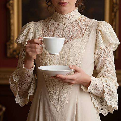 Elegant Victorian Woman with Teacup