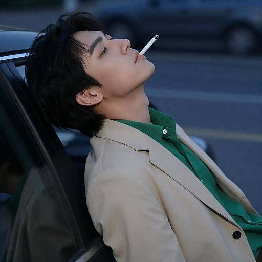 Chill Vibes: Man with Cigarette and Car
