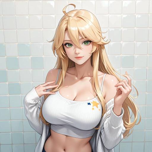 Blonde Girl with Jewelry and Symbols