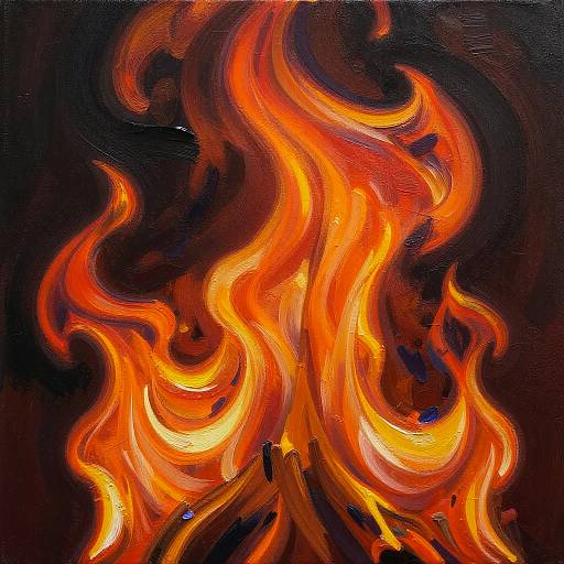 Bold Vibrant Flames Acrylic Painting