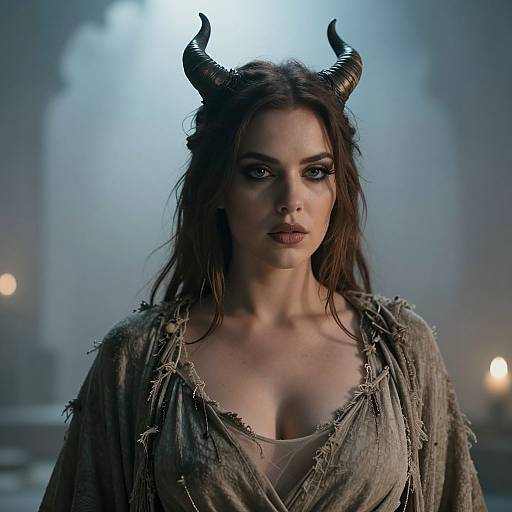 Cinematic Devil Horned Woman Portrait
