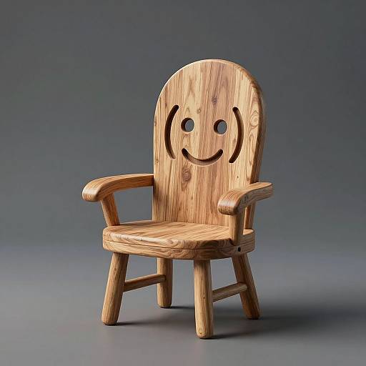 Smiling Living Wooden Chair Character