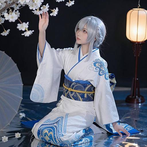 Serene Silver-Haired Anime Girl