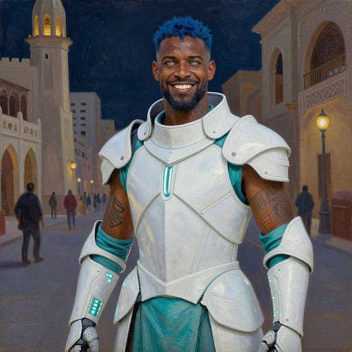 Futuristic Knight in Arabian City Streets