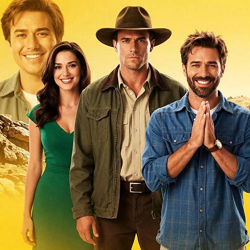 Vibrant Movie Poster with Four Characters