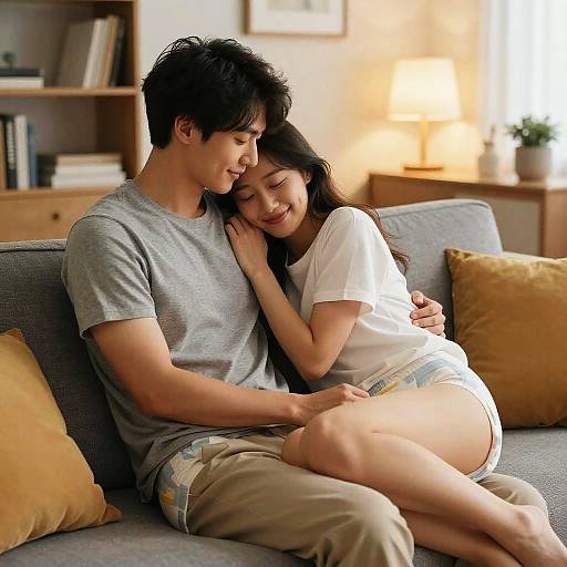 Cozy Diaper Couples in Modern Living Room