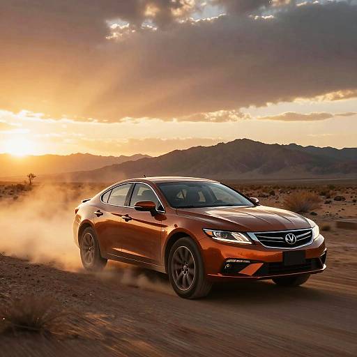 Desoto Car Driving Desert Sunset
