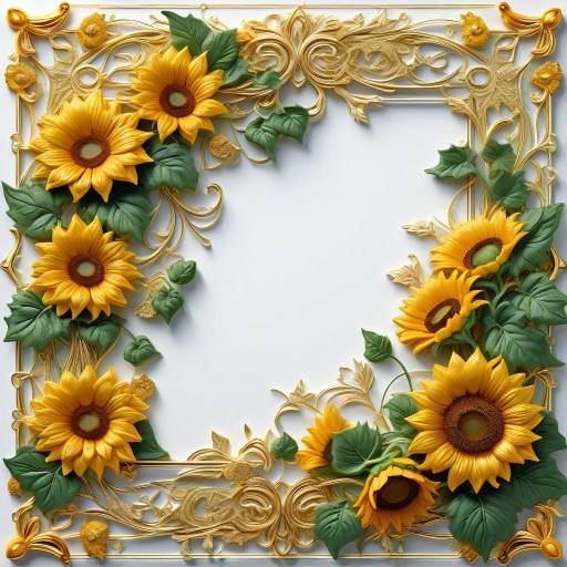 Elegant Baroque Sunflower and Ivy Frame