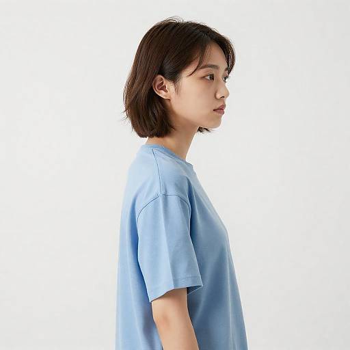 Side Profile: Young Woman in Blue