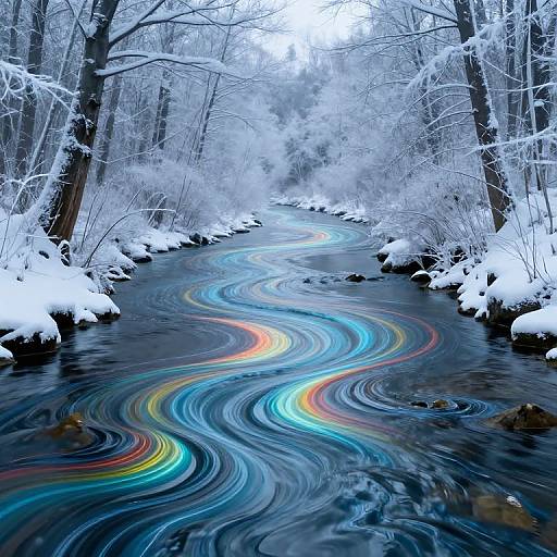 Liquid Sound River in Frozen Forest