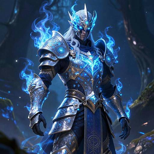 Mystical Reborn Warrior in Enchanted Forest