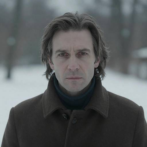 Contemplative Man in Winter Forest