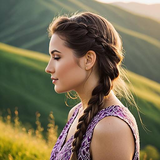 Woman with Pull Through Braid in Golden Hour Light