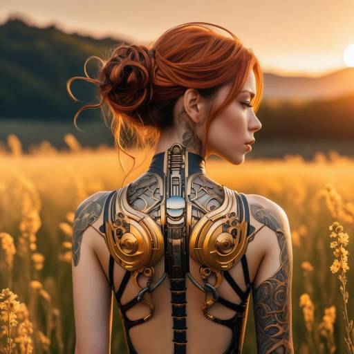 Anime Character with Biomechanical Art Nouveau