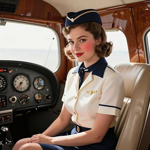 Glamorous 1930s Vintage Stewardess Portrait