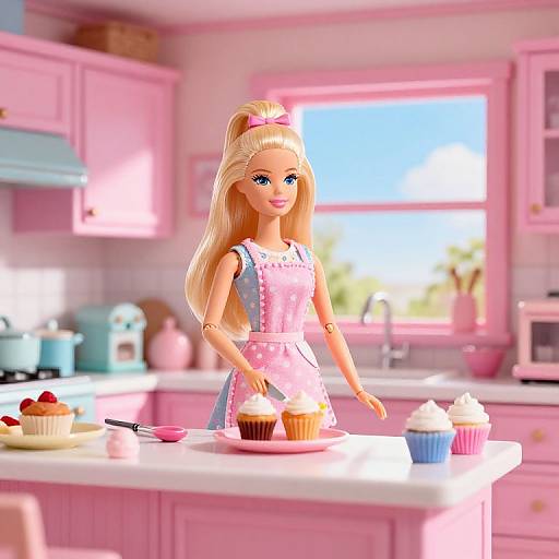 Whimsical Barbie Retro Kitchen Scene