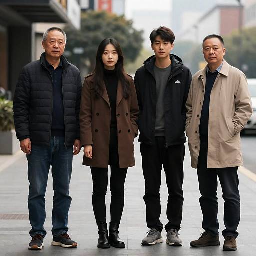 Urban Gathering: Four People in Focus