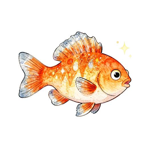 Colorful Watercolor Tiny Fish Illustration