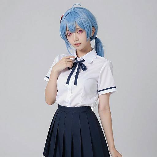 Realistic Girl in Pleated Skirt Artwork