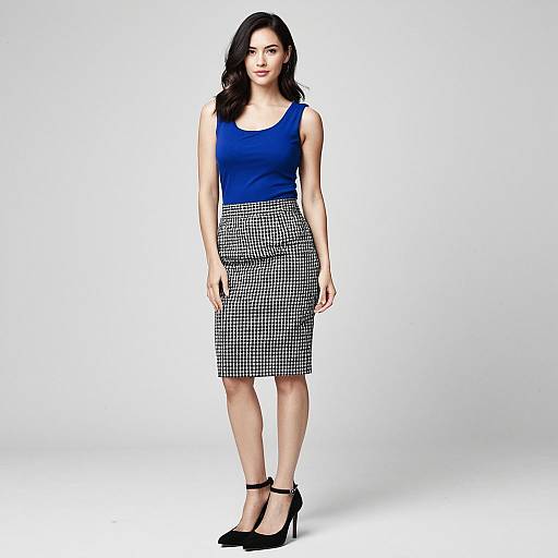 Business Casual Woman in Plaid Skirt