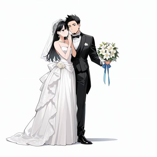 Elegant Wedding Couple in Formal Attire Elegant Wedding Couple in Formal Attire