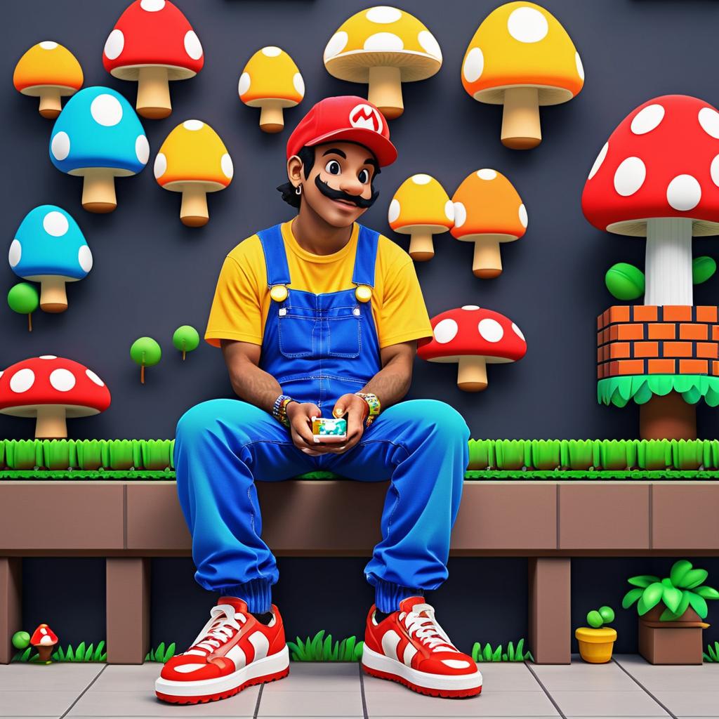 Mario in Bold Streetwear Pixel Art