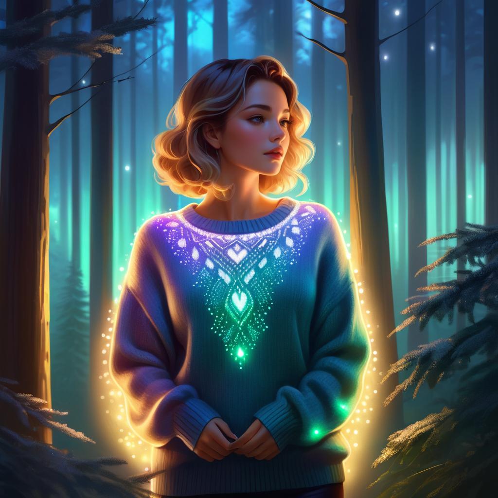 Glamorous Woman in Serene Forest Setting