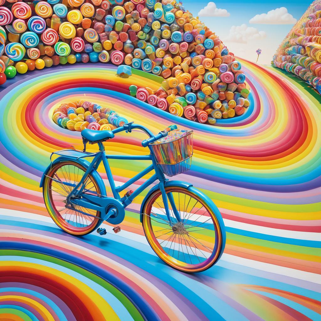 Whimsical Candy Bicycle on Rainbow Road