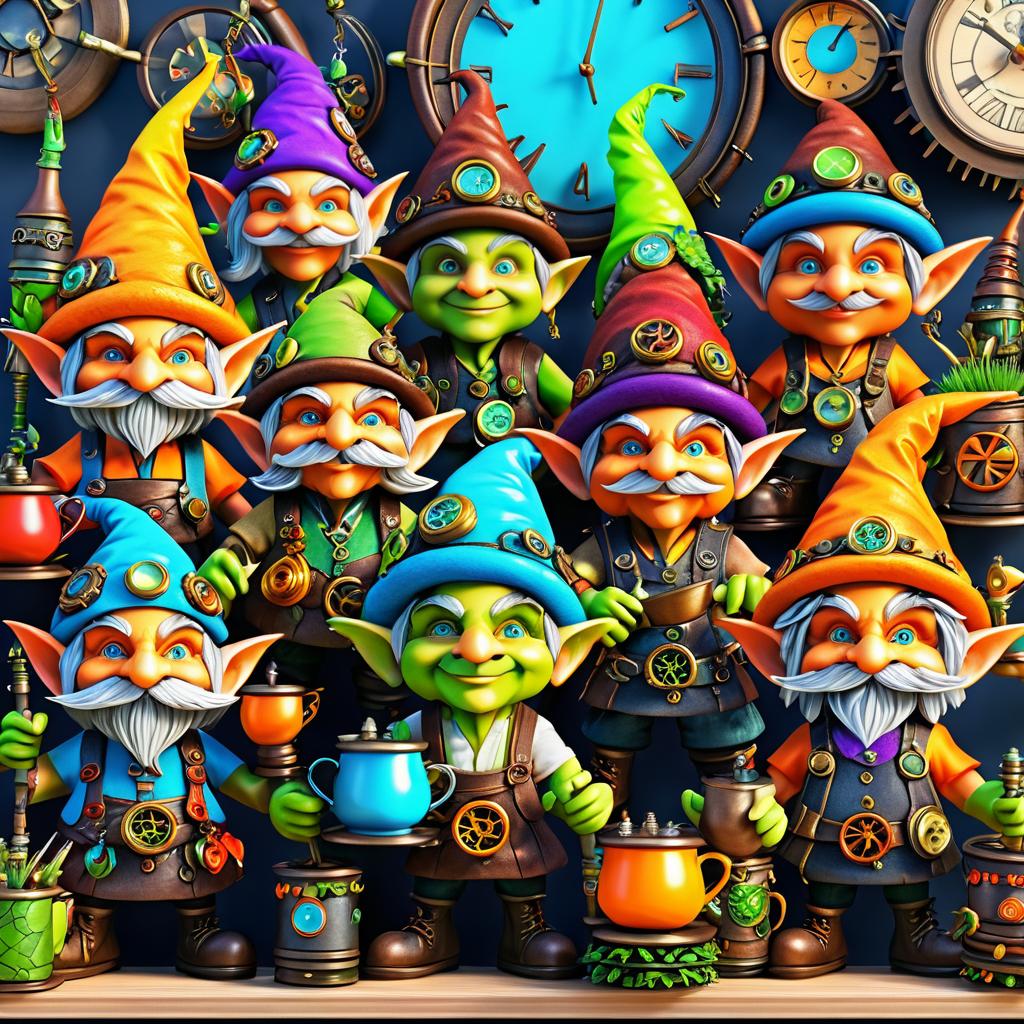 Vibrant Goblins and Gnomes Crafting Art