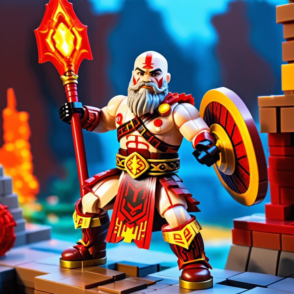 Kratos as a Detailed Lego Figurine