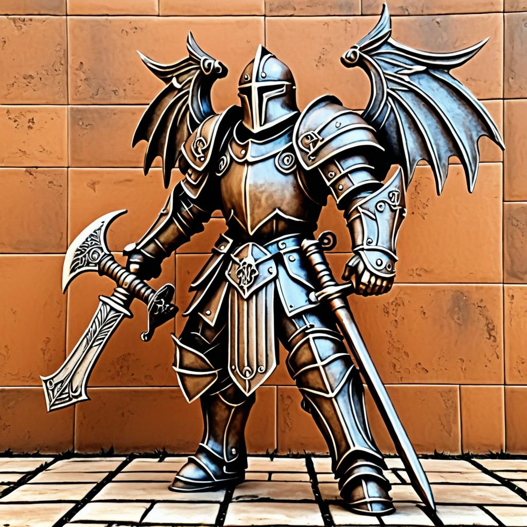 Skeletal Knight with Wings and Battle Axe