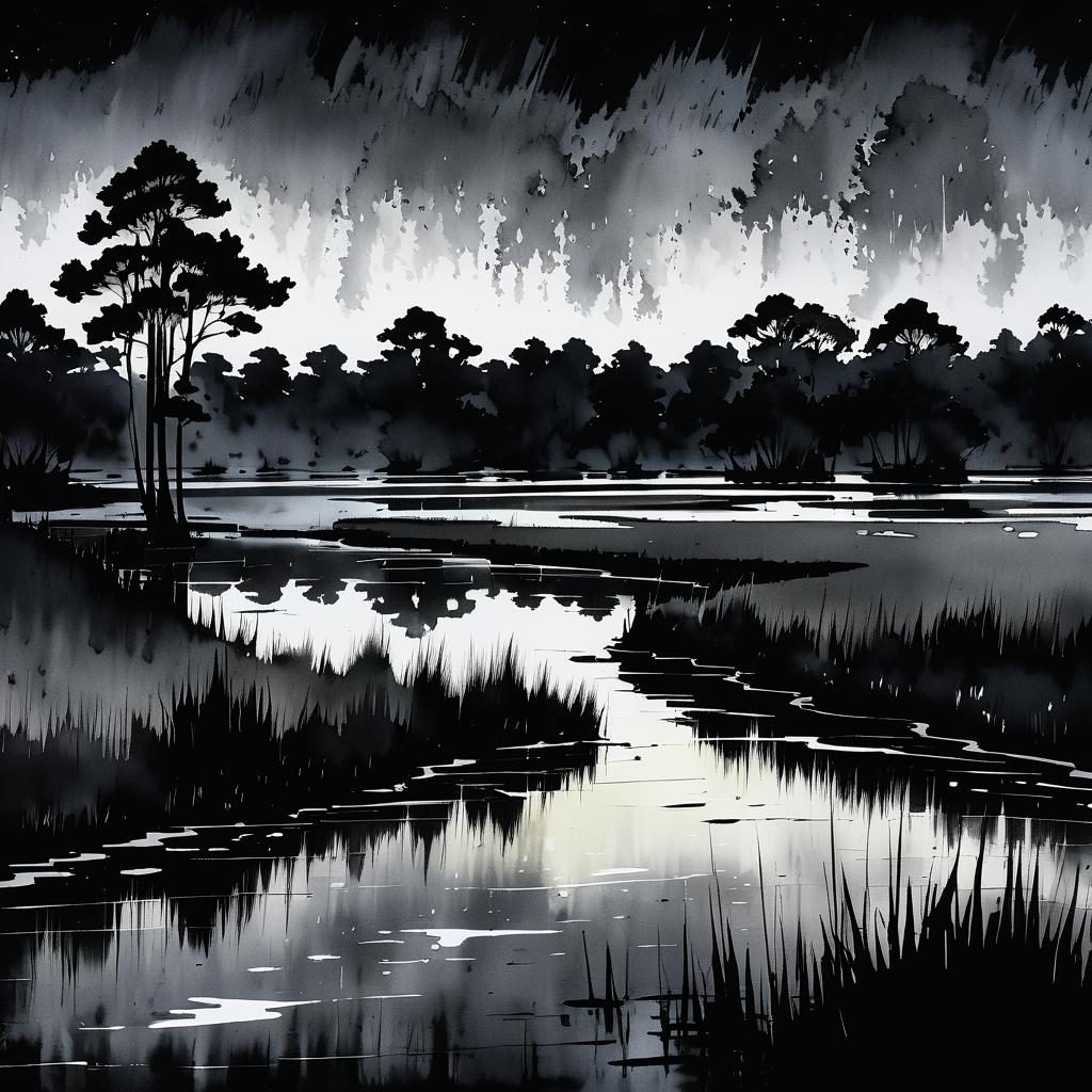 Midnight Serenity in Marshy Delta