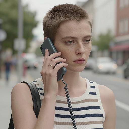 Serious Woman on the Phone in City