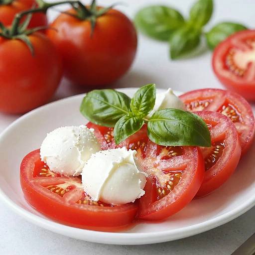 Fresh Caprese Salad on White Plate