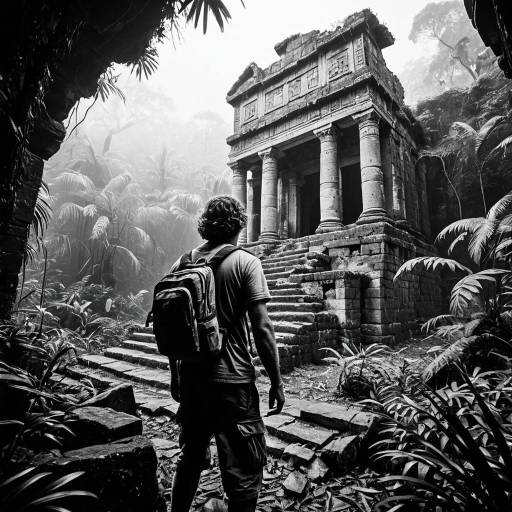 Archaeologist in Jungle Ruins Illustration