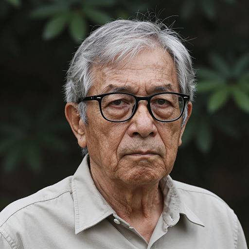 Serious Elder Man in Nature Background