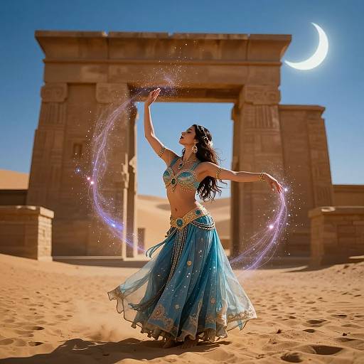 Magical Belly Dancer in Desert Temple